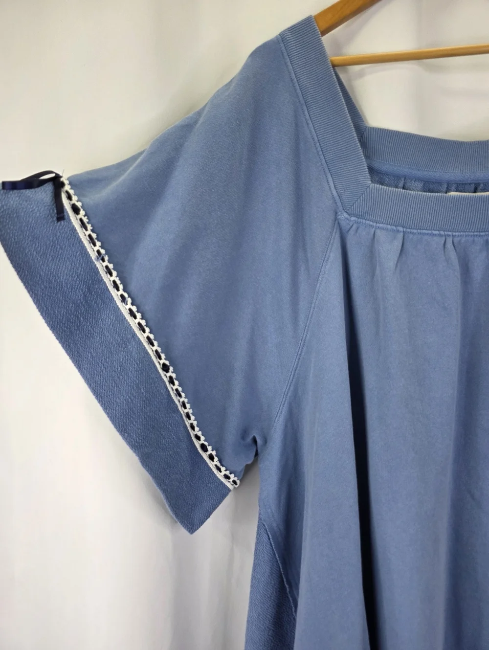 New Free People Astoria Sweatshirt Tunic Dress Oversized Ribbon Lace Cotton M - Picture 5 of 16